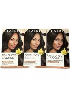 3 Clairol Textures & Tones Permanent Hair Dye Color 1N Natural Black No Ammonia